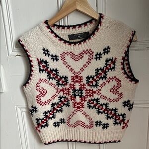 Primark Women's Knit Tank Top with Red and Black Patterns